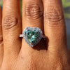 11.20 Ct Certified Heart Cut Blue Moissanite Engagement Ring 18K Gold Plated Vermei 18K Gold Plated