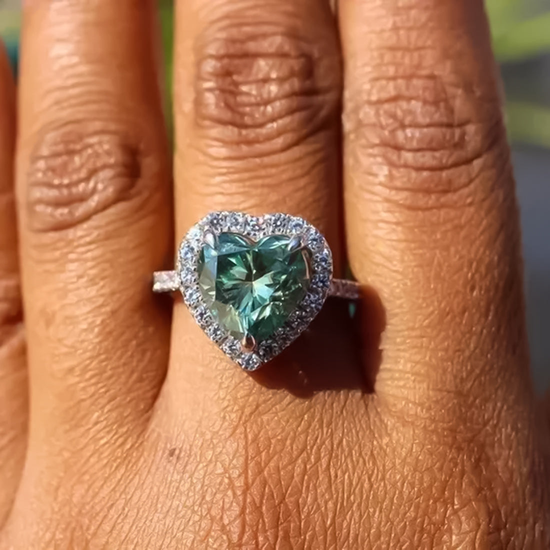 11.20 Ct Certified Heart Cut Blue Moissanite Engagement Ring 18K Gold Plated Vermei 18K Gold Plated
