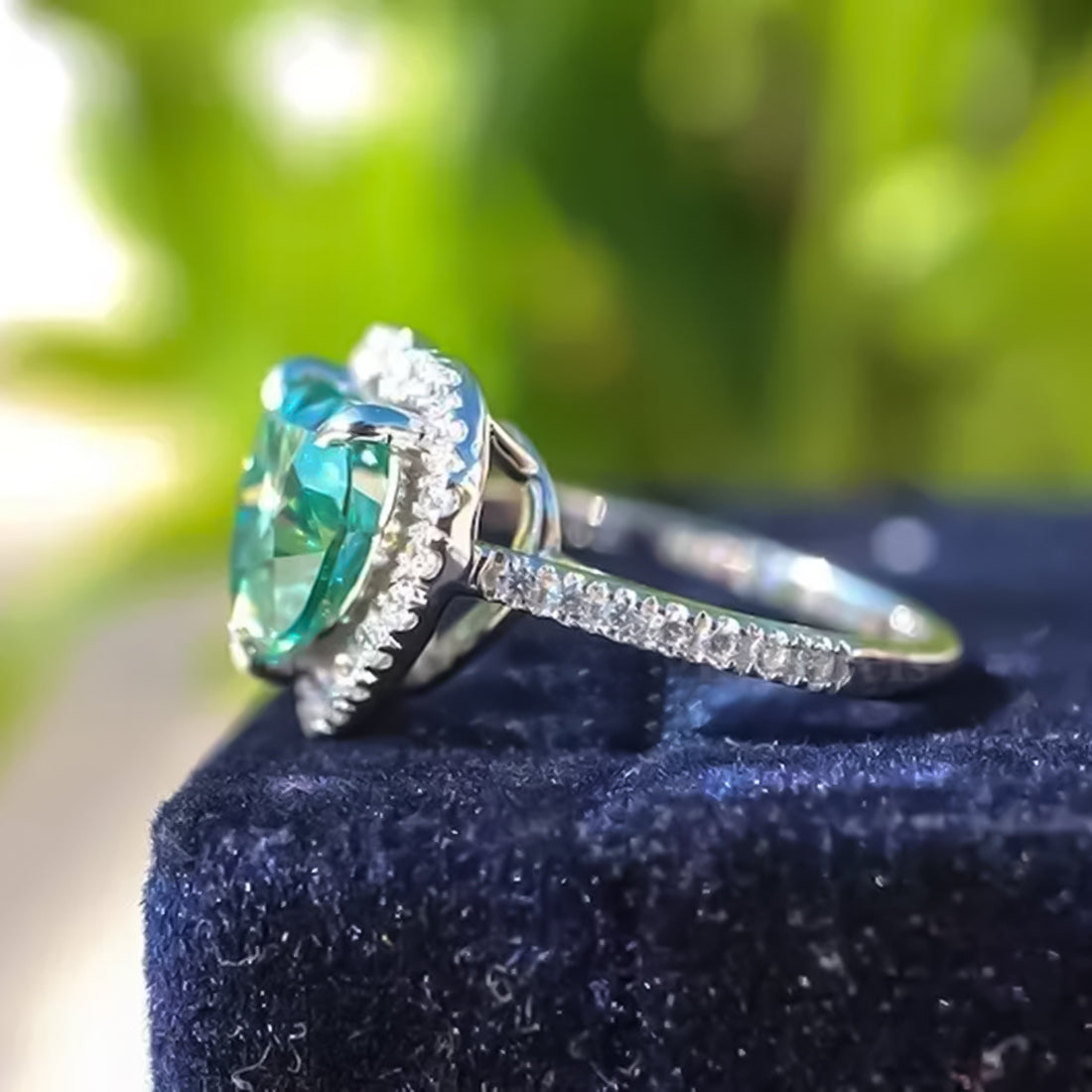11.20 Ct Certified Heart Cut Blue Moissanite Engagement Ring 18K Gold Plated Vermei 18K Gold Plated