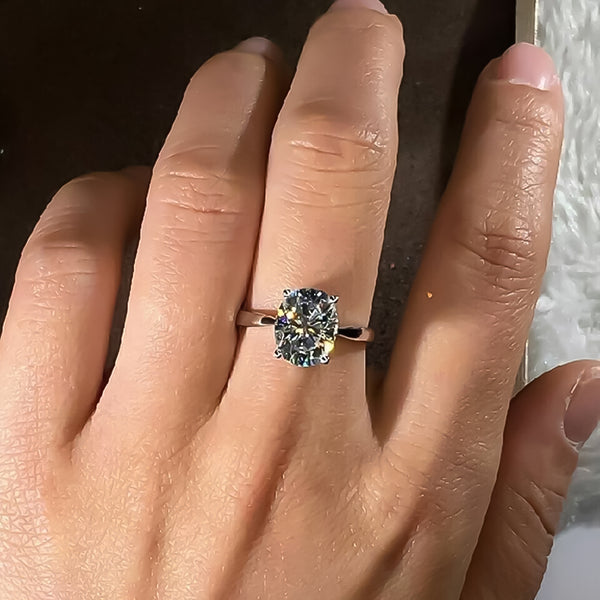 Solitaire 3.50 ct DEW Oval Cut White Moissanite in Engagement Ring 18K Gold Plated Verm 18K Gold Plated