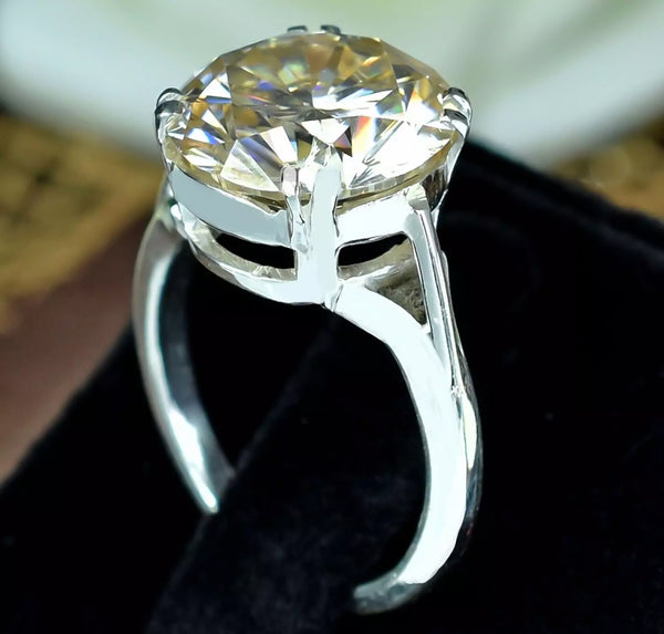 3.50 Cts Certified Round Cut White Moissanite Solitaire Ring In 18K Gold Plated Ver 18K Gold Plated