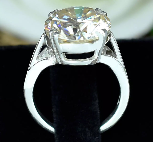 3.50 Cts Certified Round Cut White Moissanite Solitaire Ring In 18K Gold Plated Ver 18K Gold Plated
