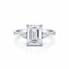 5.7 Ct White Moissanite Emerald Solitaire Ring - 925 Sterling Silver Gold Vermeil