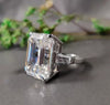 5.90 Ct Emerald Cut Certified White Solitaire Moissanite Ring For Mother 18K Gold P 18K Gold Plated