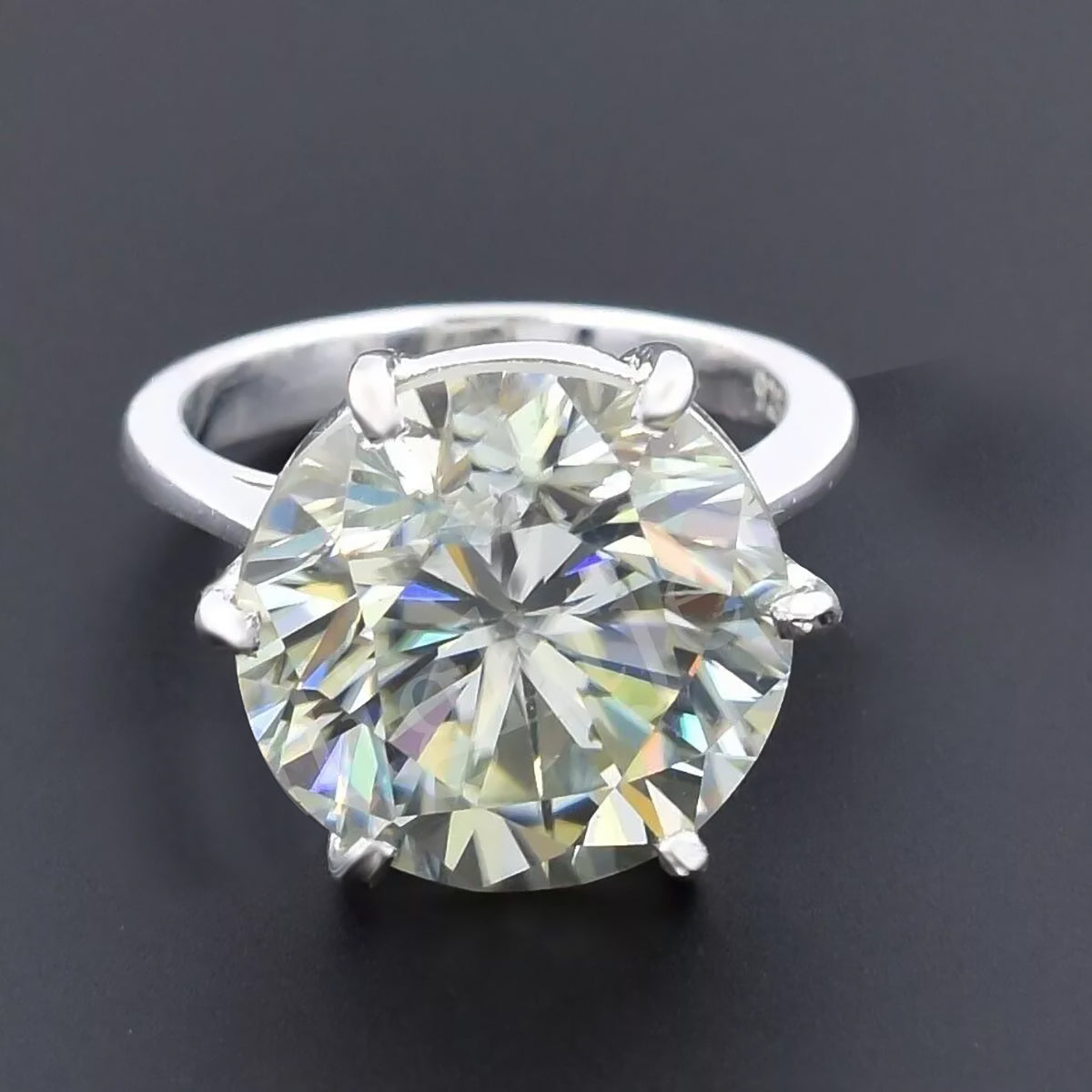 8.30 ct DEW Certified Round Cut White Moissanite Solitaire 925 Sterling Ring For Wife 1 18K Gold Plated