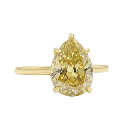 9.30 ct DEW Champagne Treated Moissanite Solitaire Ring in 18K Gold Plated