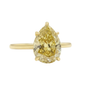9.3 Ct Champagne Moissanite Pear Solitaire Ring - 925 Sterling Silver Gold Vermeil