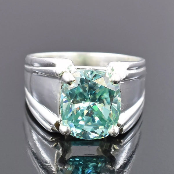 8.30 ct DEW Certified Cushion Cut Blue Moissanite Solitaire Ring In 18K Gold Plated Ver 18K Gold Plated