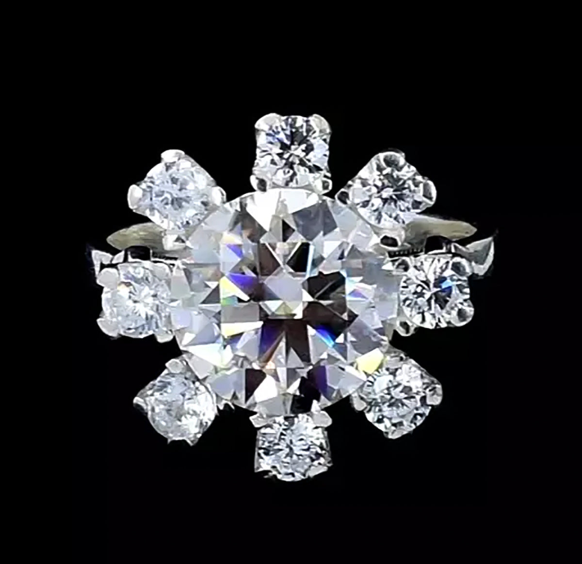 6.75 ct DEW Certified White Round Cut Moissanite Ring For Birthday Gift 18K Gold Plated 18K Gold Plated
