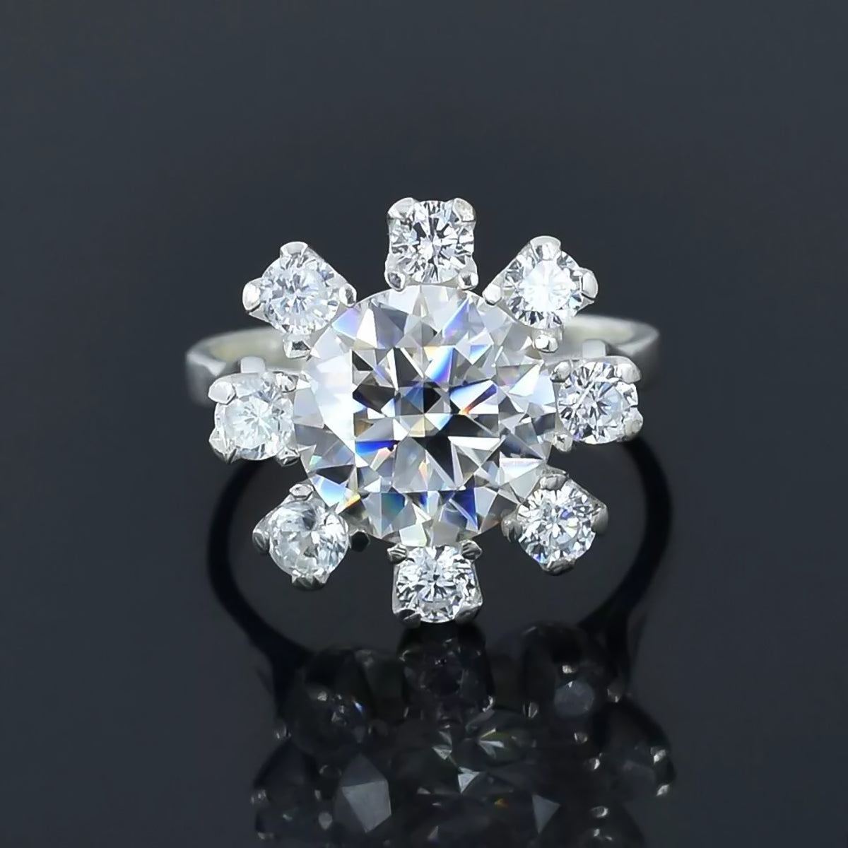 6.75 ct DEW Certified White Round Cut Moissanite Ring For Birthday Gift 18K Gold Plated 18K Gold Plated