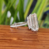 18.65 Ct Emerald Cut Certified White Moissanite Ring For Mother's Day 18K Gold Plat 18K Gold Plated