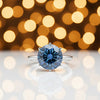 3.45 Ct Round Cut Blue Lab Grown Diamond Ring — VS1 Clarity, 18k Gold Vermeil