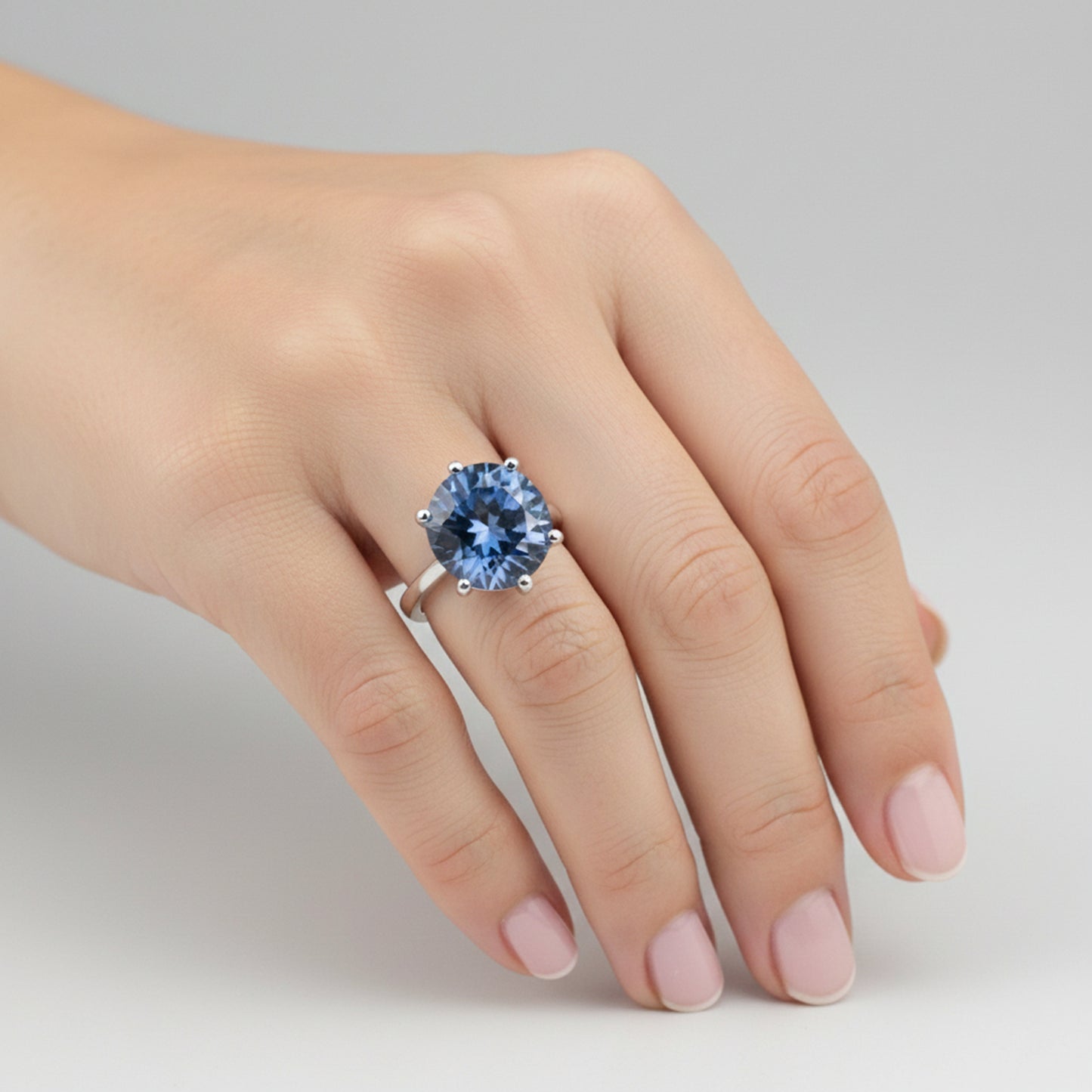 Certified 2.75 ct DEW Blue Moissanite Ring Round Cut In For Sister 18K Gold Plated Verm 18K Gold Plated