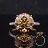 4 ct DEW Certified Round Cut Champagne Moissanite Ring With Accents Wedding 18K Gold Plated