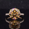 4 ct DEW Certified Round Cut Champagne Moissanite Ring With Accents Wedding 18K Gold Plated