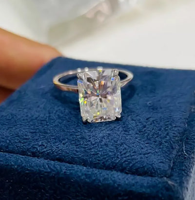 5.36Ct Radiant Cut White Moissanite Solitaire Wedding Ring 18K Gold Plated