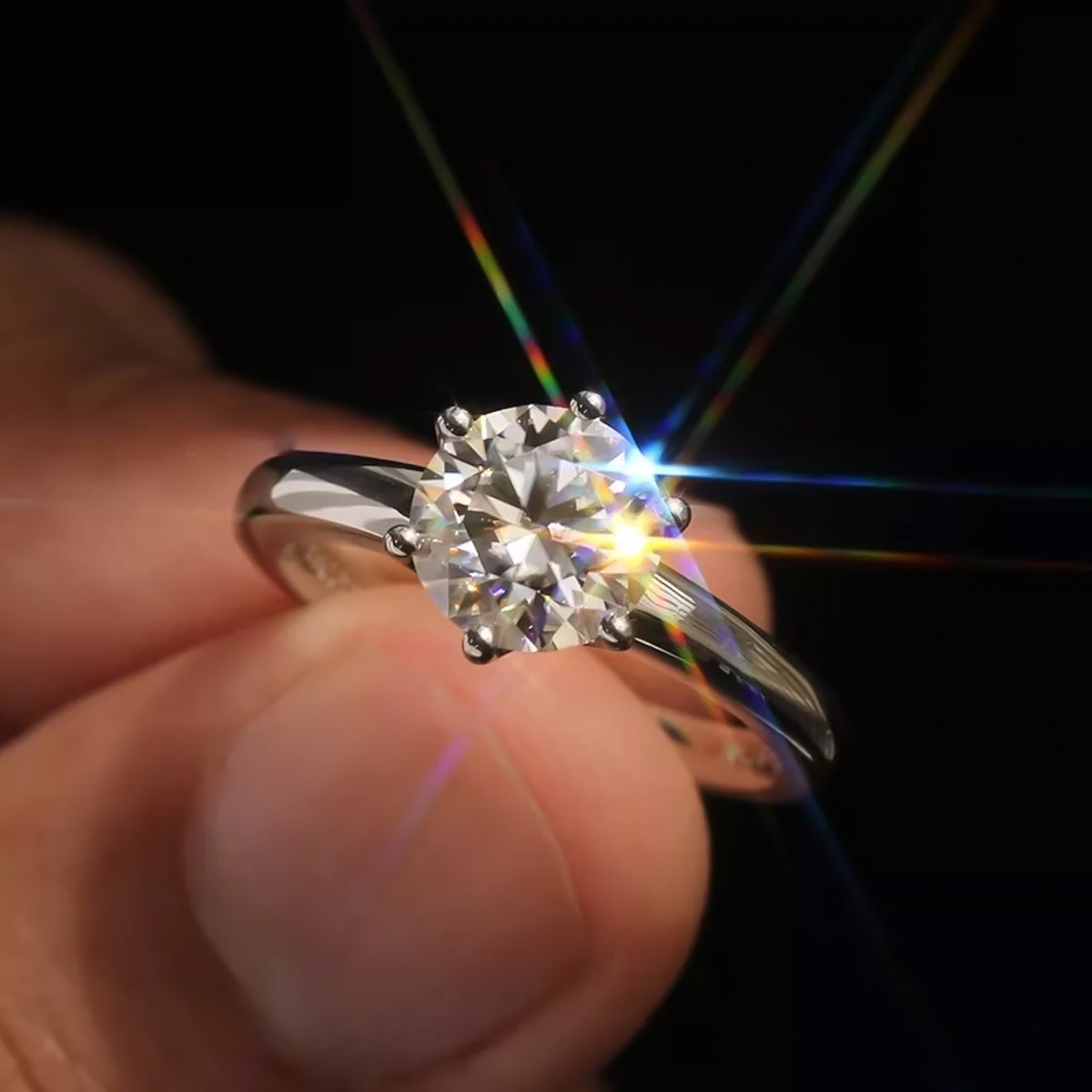 2.80 Ct Certified Round Cut White Moissanite Solitaire Ring For Wife 18K Gold Plate 18K Gold Plated