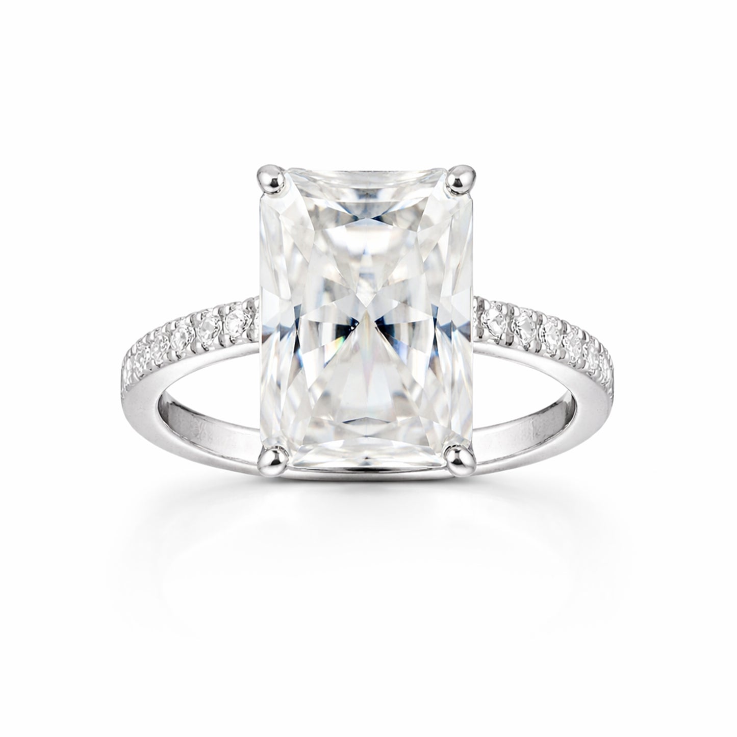 18.10 ct DEW Certified Radiant Cut Moissanite Ring For Birthday Gift Idea 18K Gold Plat 18K Gold Plated