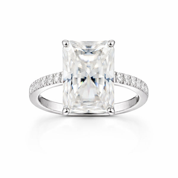 18.10 ct DEW Certified Radiant Cut Moissanite Ring For Birthday Gift Idea 18K Gold Plat 18K Gold Plated