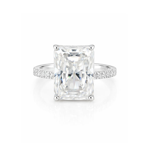 18.10 Ct Certified Radiant Cut Moissanite Ring For Birthday Gift Idea 18K Gold Plat 18K Gold Plated