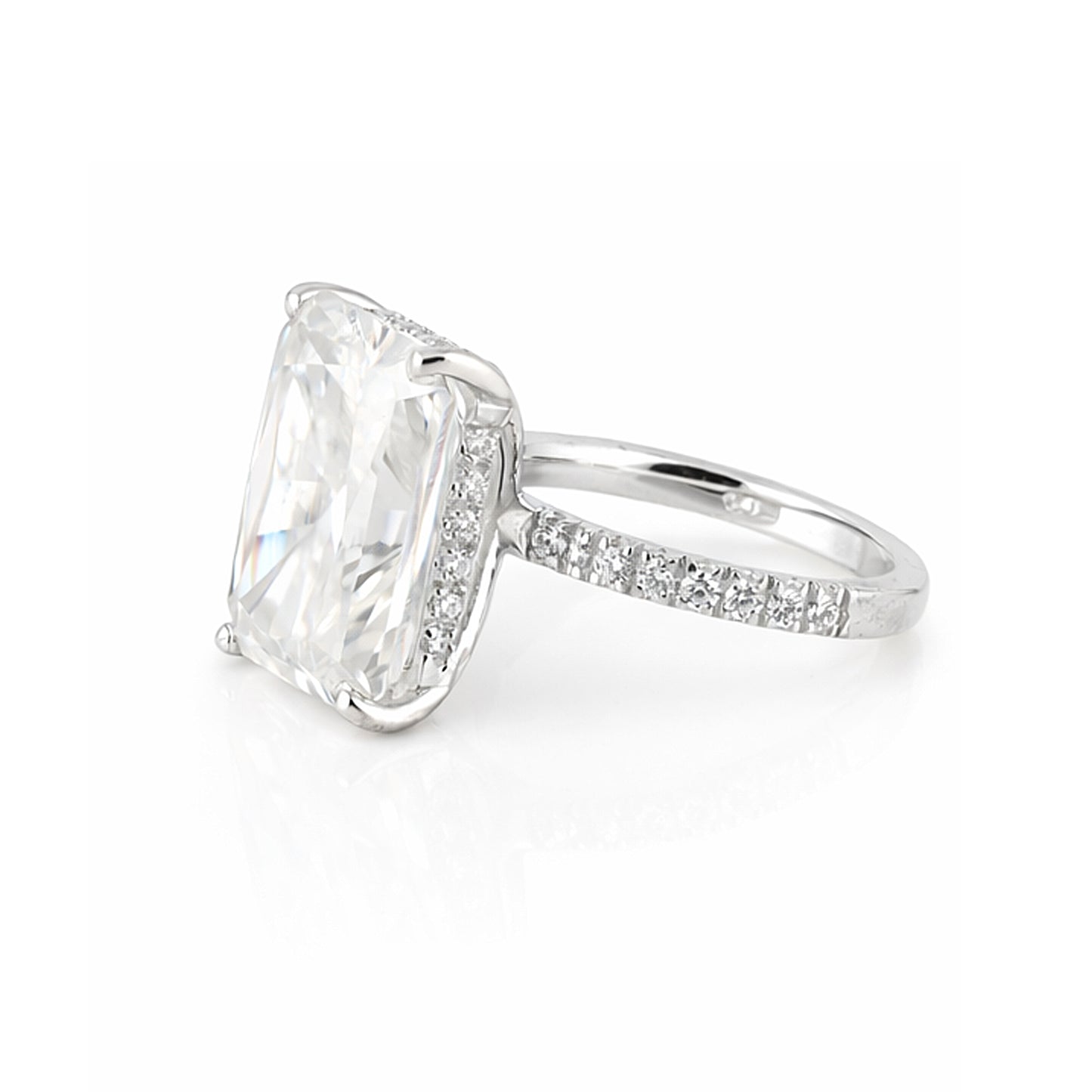 18.10 ct DEW Certified Radiant Cut Moissanite Ring For Birthday Gift Idea 18K Gold Plat 18K Gold Plated