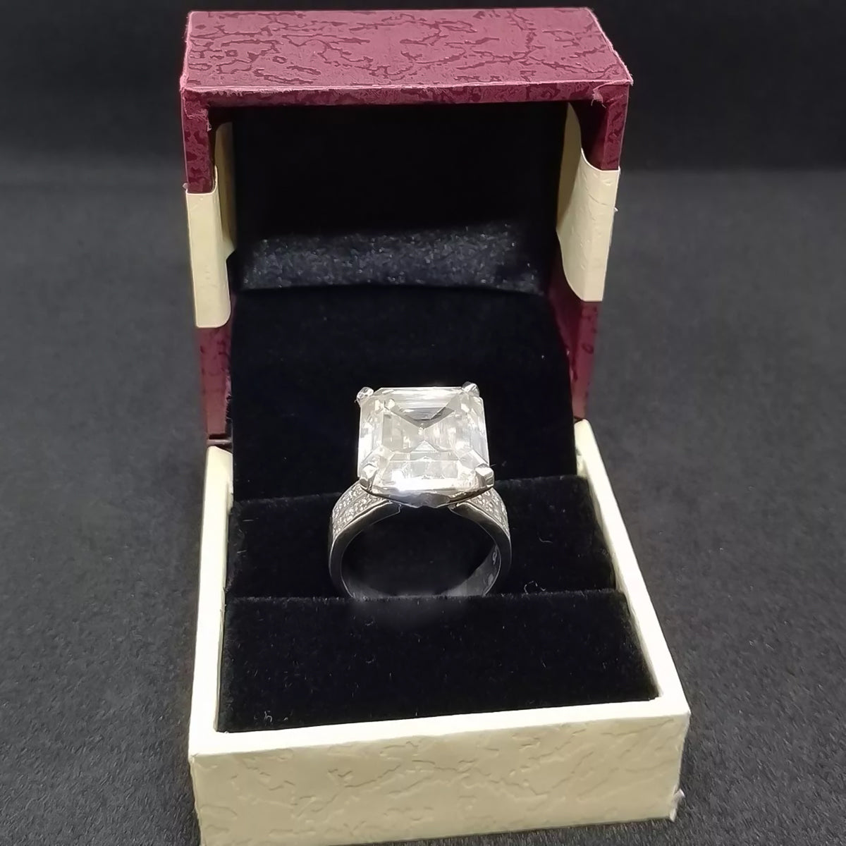12.65 ct DEW Certified Emerald Cut Moissanite Solitaire Ring in For New Year 18K Gold P 18K Gold Plated