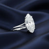 Top view of 2.5ct marquise lab diamond showing elongated pointed oval shape