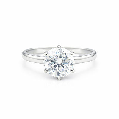 5.2 Ct White Moissanite Round Solitaire Ring - 925 Sterling Silver Gold Vermeil