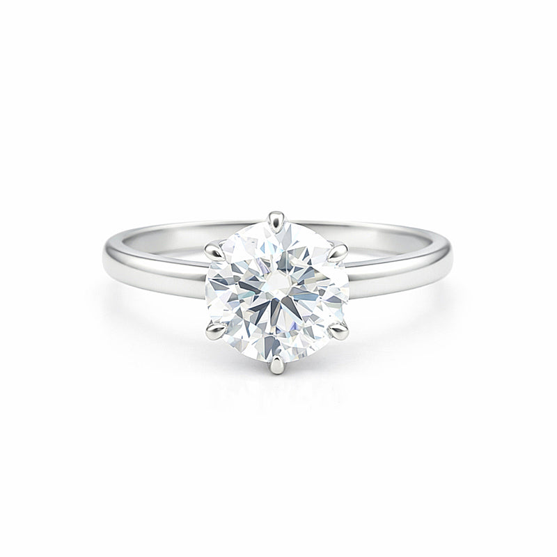 5.2 Ct White Moissanite Round Solitaire Ring - 925 Sterling Silver Gold Vermeil
