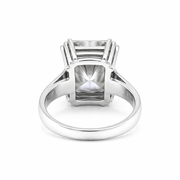 9.45 ct DEW White Moissanite Radiant Solitaire Ring - 18K Gold Vermeil on 925 Sterling Silver
