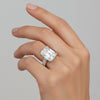 9.45 ct DEW White Moissanite Radiant Solitaire Ring - 18K Gold Vermeil on 925 Sterling Silver