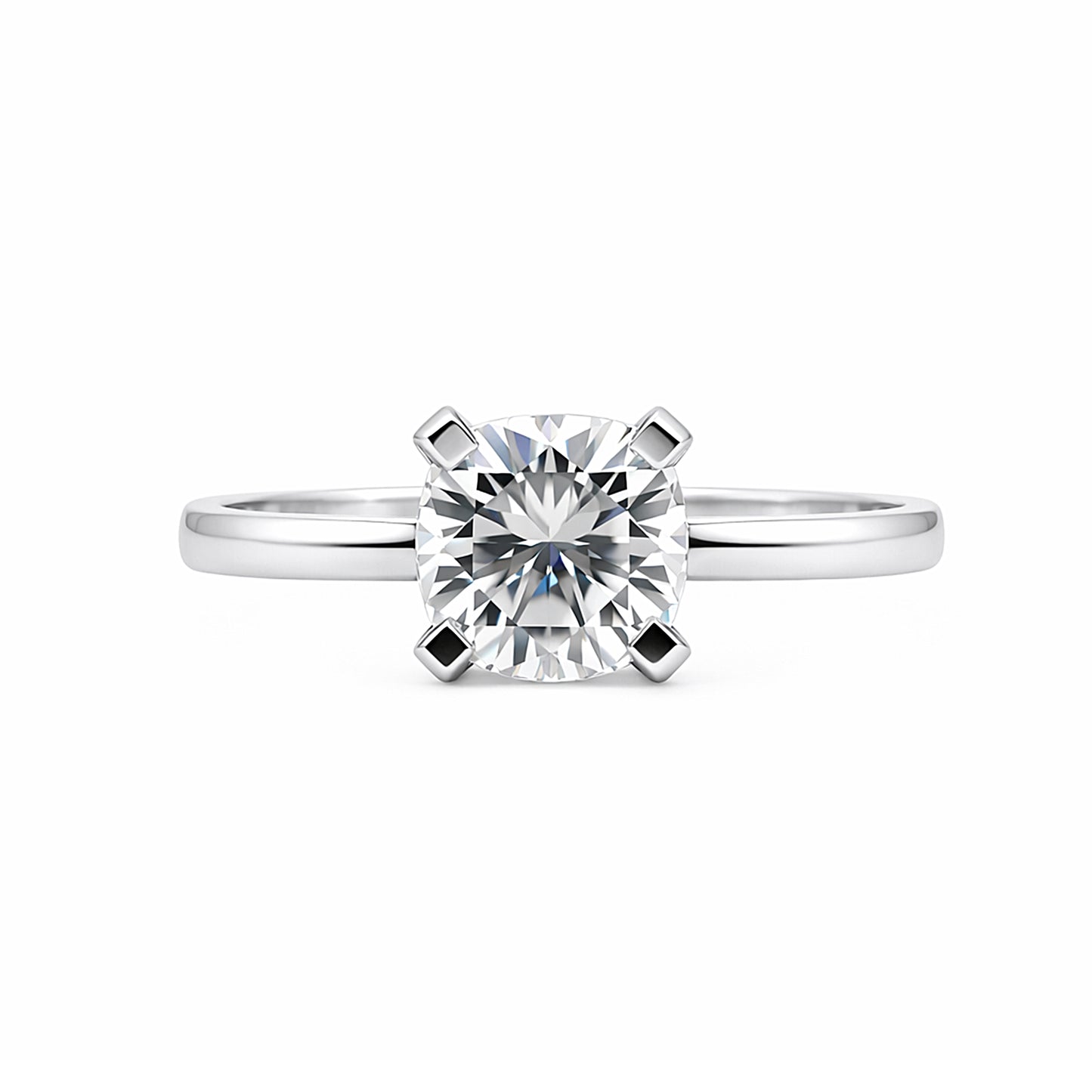 4.55 ct DEW White Moissanite Cushion Solitaire Ring - 18K Gold Vermeil on 925 Sterling Silver