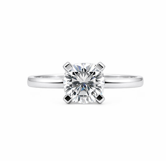 4.55 ct DEW White Moissanite Cushion Solitaire Ring - 18K Gold Vermeil on 925 Sterling Silver
