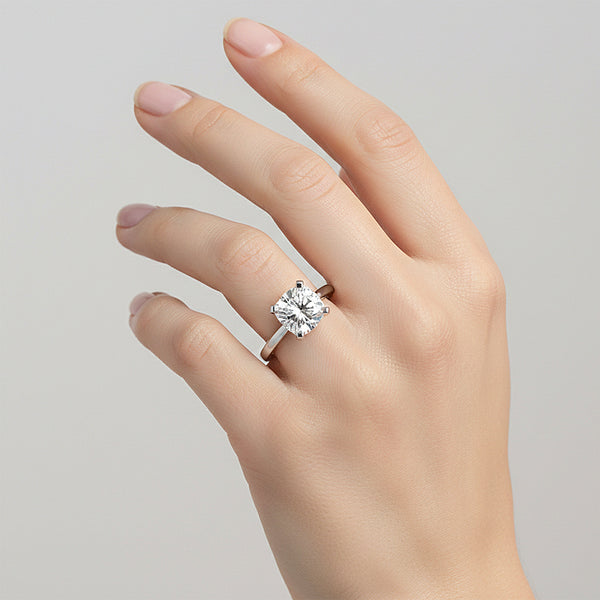 4.55 ct DEW White Moissanite Cushion Solitaire Ring - 18K Gold Vermeil on 925 Sterling Silver