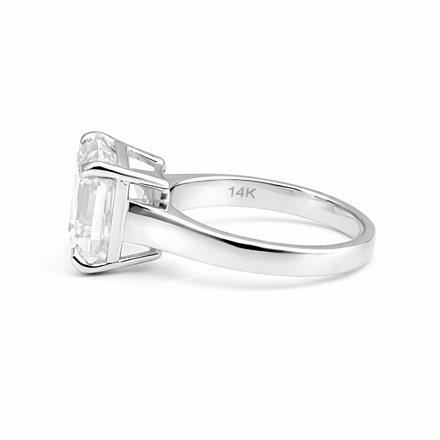 7.85 ct DEW White Moissanite Asscher Solitaire Ring - 18K Gold Vermeil on 925 Sterling Silver