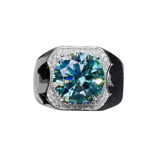 5.80 Ct Blue Round Cut Moissanite Ring for Wedding or Anniversary 18K Gold Plated V 18K Gold Plated