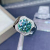 5.80 ct DEW Certified Round Cut Blue Moissanite Solitaire Ring Gold Vermeil