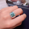 5.80 ct DEW Certified Round Cut Blue Moissanite Solitaire Ring Gold Vermeil