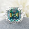 8.7ct DEW Blue Moissanite Asscher Solitaire Ring