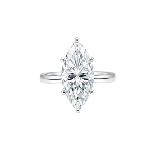 3.00 Ct Marquise Cut Lab Grown Diamond Ring — VS1 Clarity, 18k Gold Vermeil