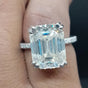 8.7 Ct White Moissanite Emerald Solitaire Ring - 925 Sterling Silver Gold Vermeil