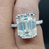 8.7 Ct White Moissanite Emerald Solitaire Ring - 925 Sterling Silver Gold Vermeil
