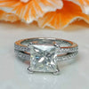 4.25 ct DEW White Moissanite Princess Solitaire Ring - 18K Gold Vermeil on 925 Sterling Silver
