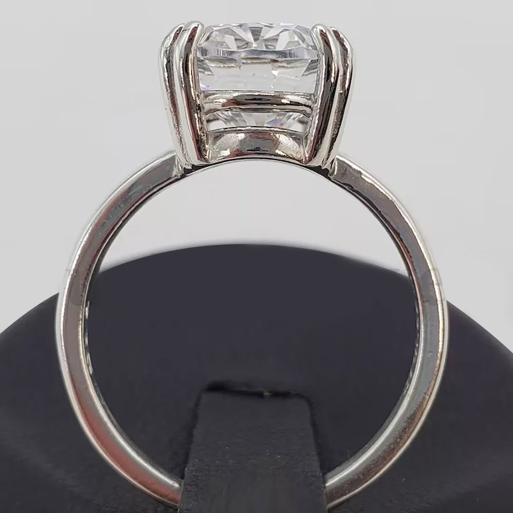 4.0 ct DEW White Moissanite Oval Solitaire Ring - 18K Gold Vermeil on 925 Sterling Silver