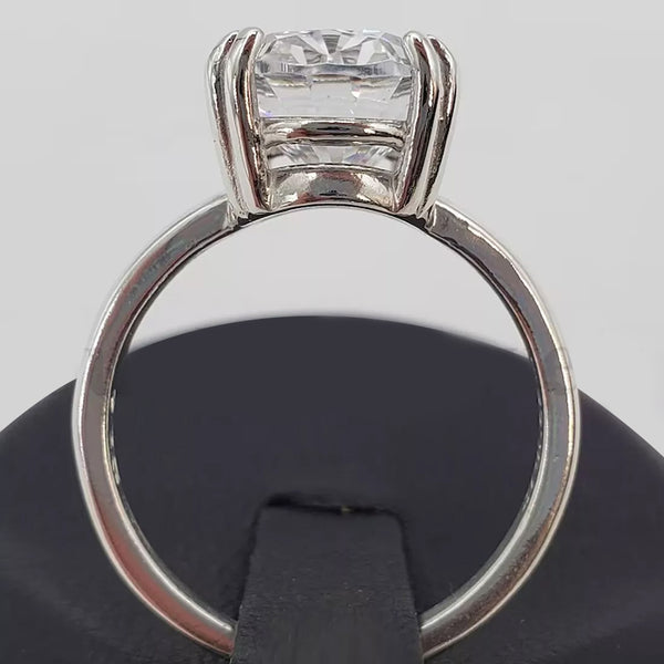 4.0 ct DEW White Moissanite Oval Solitaire Ring - 18K Gold Vermeil on 925 Sterling Silver