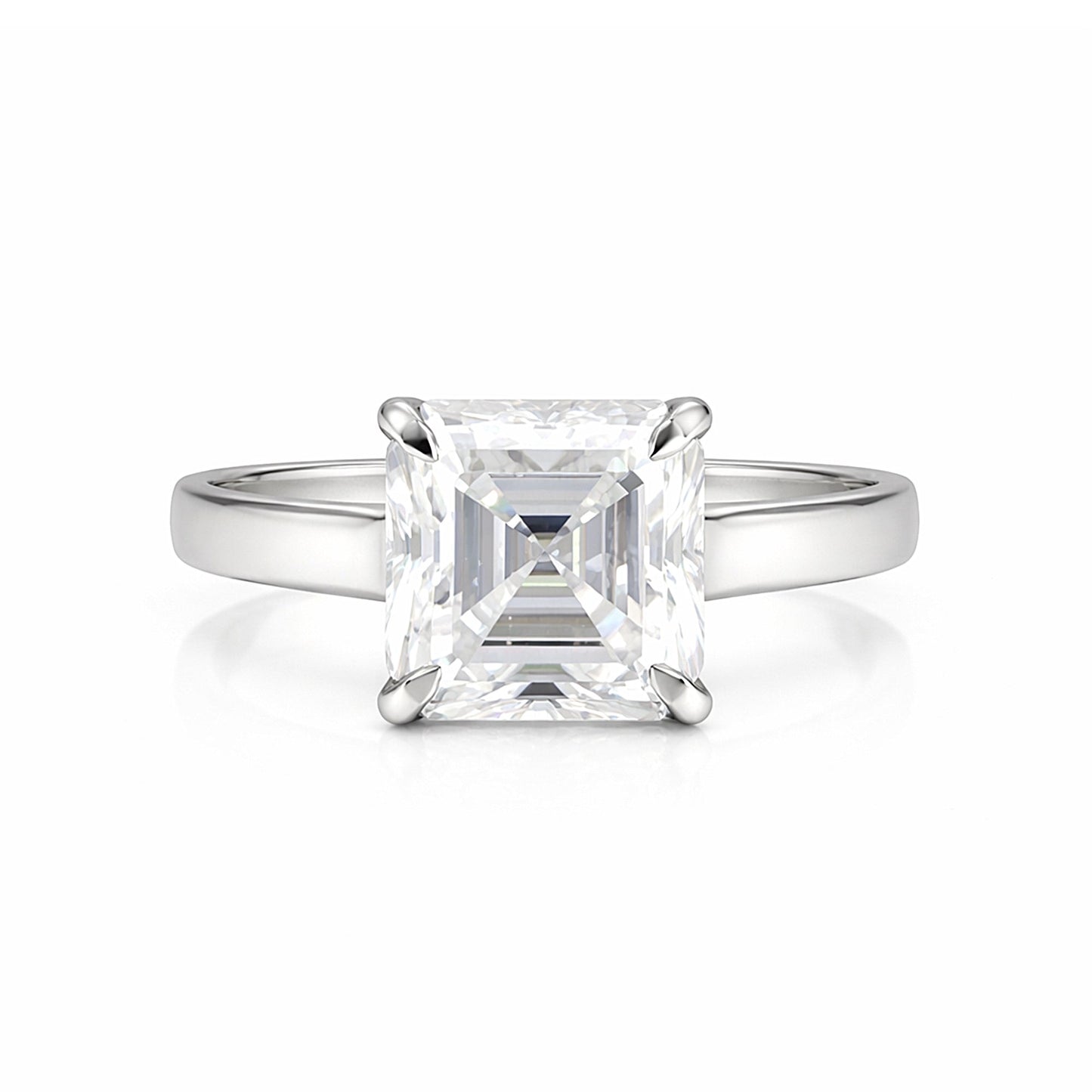 2.80 carat asscher cut lab-grown diamond ring in 18k gold vermeil setting
