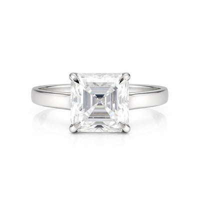 2.80 Ct Asscher Cut Lab Grown Diamond Ring — VS1 Clarity, 18k Gold Vermeil