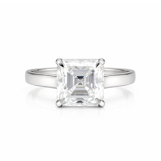 2.80 carat asscher cut lab-grown diamond ring in 18k gold vermeil setting