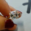 4.9ct DEW White Moissanite Asscher Solitaire Ring