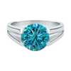 2.50 ct DEW-Gold Vermeil Certified Round Cut Blue Moissanite Solitaire Ring